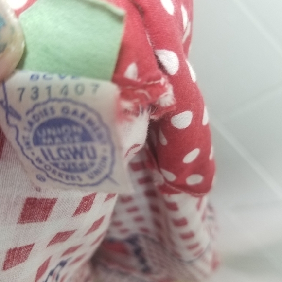 Vtg 70s red gingham plaid patchwork long sleeve maxi dress - Picture 8 of 12